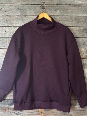 RBX Plum Purple Mock Neck Long Sweatshirt with Pockets, Thumb Holes - Size M